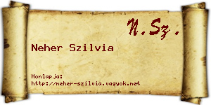 Neher Szilvia névjegykártya